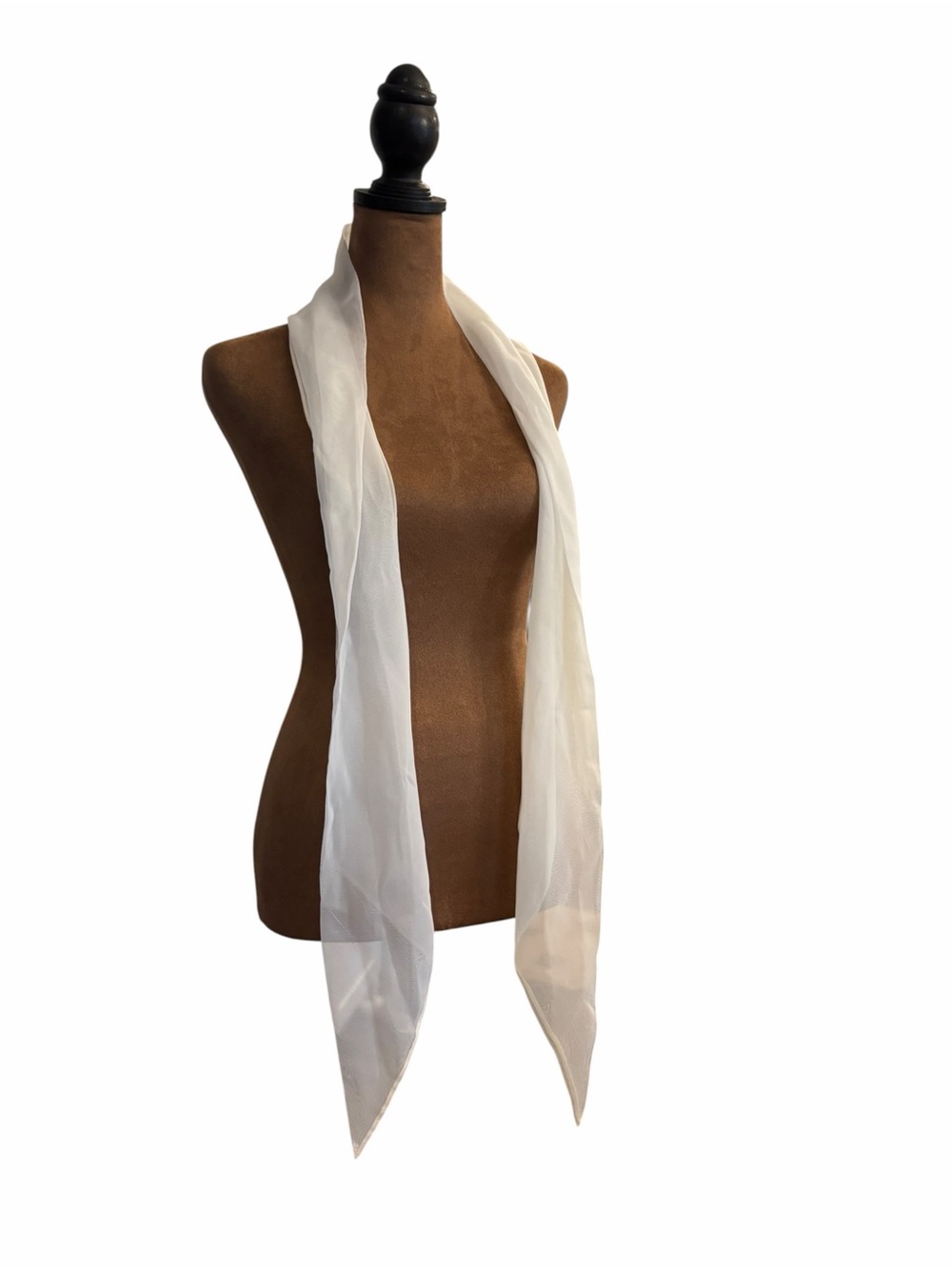 Long Scarf White Skinny Sheer 66” Long Coastal Grandma Formal Wedding